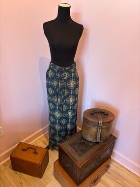 EARTHBOUND Teal & Navy Geometric Maxi Skirt